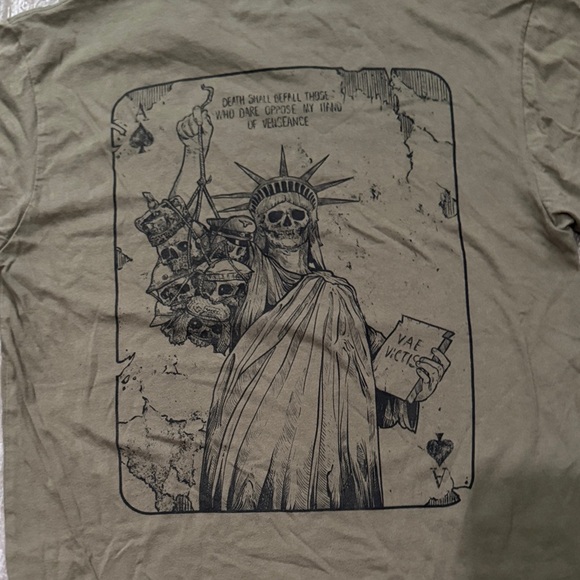 Blackheart Olive Graphic Tee with Statue Design - Picture 1 of 5